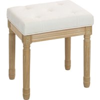 HOMCOM Linen Ottoman, Upholstered Bench, Footstool with Padded Seat, Wooden Legs, 42 x 32 x 46.5 cm, Beige | Aosom Ireland