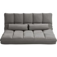 HOMCOM Canapé bas 2 en 1 avec dossier inclinable sur 7 niveaux et coussins, 130x73x60 cm, Gris charbon