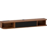 HOMCOM Wandhängendes TV-Möbel, TV-Möbel für bis zu 127 cm mit Klappschublade, 2 offene Ablagen und Kabeldurchführung, TV-Unterschrank für Wohnzimmer, Schlafzimmer und Salon, 120x24x16 cm, Nussbaum Aosom
