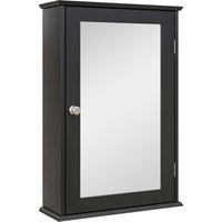 kleankin Badezimmerschrank mit Spiegel und Magnetverschluss, platzsparender Wand-Badschrank aus Holz, 41x14x60cm, Schwarz Aosom