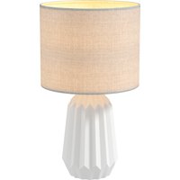 HOMCOM Lampe de table, lampe de chevet avec abat-jour en lin, interrupteur bascule, lampe de bureau, 22 x 22 x 39 cm, Blanc