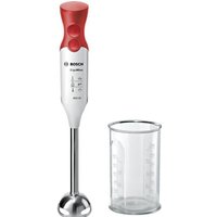 Mixeur plongeant BOSCH ErgoMixx MSM64110 - 450W - Pied inox - 4 lames aiguisées - 2 vitesses - Bol gradué 600ml - blanc/rouge