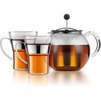 Théiere a piston - BODUM - ASSAM SET - 1.0 l avec couvercle, filtre inox + 2 tasses verre anse inox 0.35 l