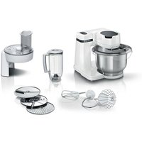Robot multifonction compact - BOSCH MUMS2EW20 - Bol inox - 3 disques - blender 1,25L - Kit pâtisserie inclus - blanc