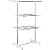 HOMCOM Séchoir à Linge Étendoir Intérieur/Extérieur Pliable, 4 Ailes Latérales Sur 2 Niveaux , Charge Max 15 Kg Blanc et Argent