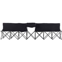 Outsunny 6-Seater Folding Steel Camping Bench w/ Cooler Bag Black | Aosom Ireland