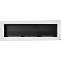 HOMCOM Lareira de Bioetanol de Parede com Tanque de 3L Tempo de Combustão 3H para Interiores 20 m² 120x15x40 cm Aço Inox Branco Aosom Portugal