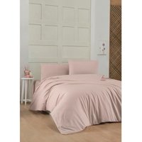 Parure de lit - 1 housse de couette 220 x 240 cm + 2 taies d'oreiller 60 x 60 cm - 100% coton renforcé - Marron