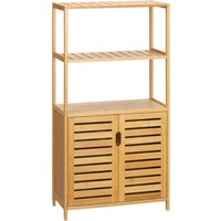 Kleankin Móvel de Casa de Banho em Bambu 2 Prateleiras Abertas e Armário com Portas 60x30x120 cm Cor Madeira Aosom Portugal