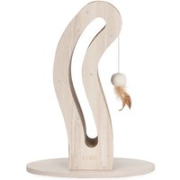 Griffoir pour chat - CATIT - Pixi Queue de chat - Avec balle en tissu et plume - Aspect chene naturel