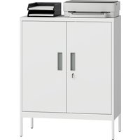 HOMCOM Armoire métal verrouillable 2 portes – 2 étagères réglables, blanc