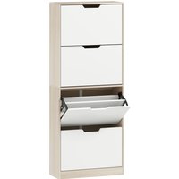 HOMCOM HOMCOM Schuhschrank Slim, 4 Klapptüren, für 16 Paar, 62,5 x 26 x 156 cm, Holz/Weiß Aosom