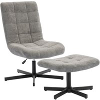 HOMCOM Recliner with Ottoman, 360° Swivel, Adjustable Height & 4-Position Back — 26 x 31.5 x 36.6–40.9 in, Gray | Aosom Ireland