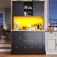 Tall Kitchen Cabinet Open Middle Shelf Five Drawers Large Storage Cupboard Dining Room x 40W x 180H cm Aosom UK