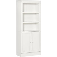 HOMCOM Kitchen Storage Cabinets with 6-tier Shelving, Kitchen Cupboard, Kitchen Larder with 3 Open Compartments and Double-door, White Aosom UK