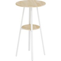 HOMCOM Bartisch rund mit Ablage, 55 x 95 cm – Moderner Hochtisch für 2 Personen, Holzoptik/Weiß, Metallgestell Aosom