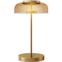 HOMCOM Lampe de table LED chaleureuse avec abat-jour ambré – Ø23 x H40 cm, Or