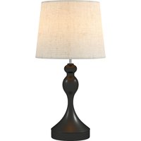 HOMCOM Lampe de table LED 3 températures avec USB-A+C, abat‑jour lin – Noir