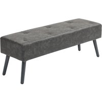 HOMCOM Sitzbank 114 x 38 x 42 cm, gepolstert, Kunstleder, Holzbeine, bis 220 kg, Grau Aosom