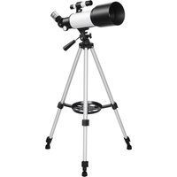 Outsunny Astronomisches Teleskop 70 mm – 40×/16×, Smartphone‑Adapter, Transporttasche, höhenverstellbares Stativ, Weiß Aosom