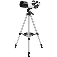 Outsunny Télescope astronomique 70 mm — 2 oculaires + adaptateur smartphone, 80 x 80 x 135 cm, blanc/noir