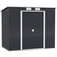 Outsunny Storage shed with ventilation windows, sliding doors, galvanized steel, 213 x 130 x 172 cm, Dark gray | Aosom Ireland