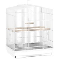 PawHut Portable Bird Cage with Handle, Removable Tray and 5 Doors, Perches and Swing, White | Aosom Ireland