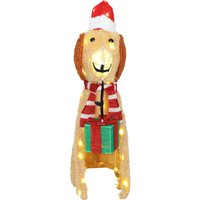 Outsunny Décoration de Noël, Chiot lumineux avec 74 LED blanc chaud, 64 x 20 x 70 cm, Jaune