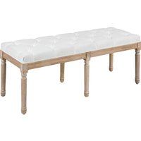 HOMCOM Banc bout de lit banquette capitonnée style vintage français revêtement tissu aspect lin