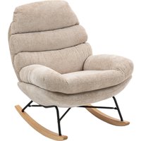 HOMCOM Padded Rocking Chair with Steel Legs and Wooden Rockers, Cream White | Aosom Ireland