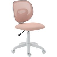 HOMCOM Fauteuil de bureau ergonomique avec dossier en C, hauteur réglable, Rose