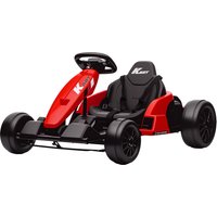 AIYAPLAY Go-kart électrique 24V, mode drift, siège réglable, harnais 5 points, fonction musicale, klaxon, 6-12 ans Rouge