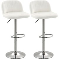 HOMCOM Lot de 2 Tabourets de Bar Tabourets Hauts de Cuisine avec Hauteur Réglable Assise Pivotante 43x45x81-101 cm Crème