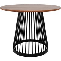 Table à manger ronde pour 4 personnes, table de cuisine avec plateau en MDF et pieds de table en métal, 80x80x76 cm, Couleur naturelle+Noir