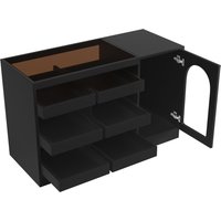 Commode moderne à tiroirs, meuble de salle à manger avec éclairage LED et 6 tiroirs, 120x40x75 cm, Noir