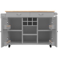 Îlot de cuisine moderne, table à manger multifonctionnelle avec espace de rangement, 102x45x92 cm, Gris