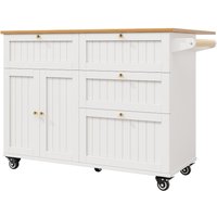 Îlot de cuisine avec plateau rabattable, table à manger multifonction avec espace de rangement, 133x37,3/70x88 cm, Blanc