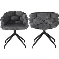 Lot de 2 chaises en velours, pivotantes à 360°, chaises Bubble, 45x44x77,5 cm, Gris