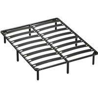 HOMCOM Bettgestell 160 x 200 cm, Doppelbett mit Massivholz-Lattenrost und Füßen, 26 cm Unterbett-Höhe mit Stauraum, kein Boxspring erforderlich, einfache Montage, schwarz Aosom