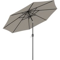 Outsunny Lightweight Parasol Tilting Umbrella with 8 Ribs Outdoor Sun Shade with Tilt and Crank Handle for Balcony and Garden Grey Aosom UK