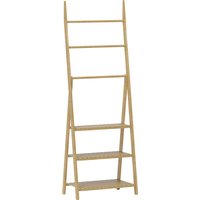 HOMCOM Three-Shelf Bamboo Storage Unit, with Towel Racks - Natural Finish