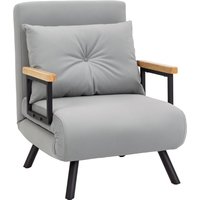 HOMCOM Schlafsofa für 1 Person 4‑in‑1, klappbares Schlafsofa mit Samtbezug, 5‑stufig verstellbare Rückenlehne und gepolstertes Kissen, für Büro, Schlafzimmer, Wohnzimmer, 63x73x81 cm, Hellgrau Aosom
