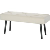 HOMCOM Tabouret de bout de lit multifonction avec pieds en acier et assise rembourrée pour entrée couloir 100x36x45 cm blanc crème
