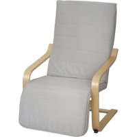 HOMCOM Fauteuil de Salon avec Repose-pieds Réglable Fauteuil Rembourré en Lin Synthétique pour Bureau Chambre 66,5x94x100cm Gris