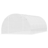 Outsunny Serre tunnel 8x3x2 m avec revêtement plastique et acier renforcé, Blanc