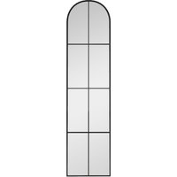 HOMCOM Large arched window wall or freestanding mirror 40 x 160 cm with metal frame, shatterproof film, black | Aosom Ireland