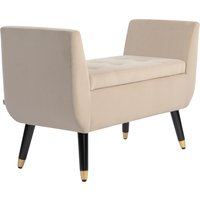HOMCOM Upholstered Bench with Storage, Armrests, Velvet-like Polyester, Rubberwood, 107 x 42 x 65 cm, Beige | Aosom Ireland