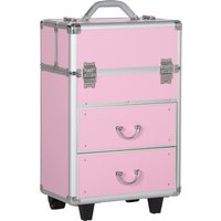 HOMCOM Rolling Makeup Storage Case w/ Swivel Wheel, Pink | Aosom Ireland