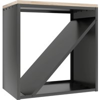 Outsunny 2-in-1 Indoor Firewood Rack 58 x 36 x 60cm Elevated Log Rack with Divider Metal Black | Aosom Ireland