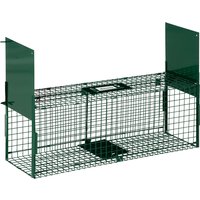 Outsunny Pest animal capture cage steel 2 entrances dim. 80 x 25 x 30 cm dark green | Aosom Ireland